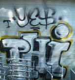 YES graffiti tag and PHI graffiti stauffacher zrich