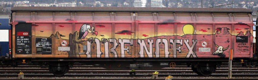 orf nofx desert scenery graffiti freight with vulture zurich