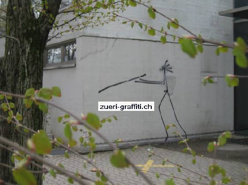 Kantonsschule Hohe Promenade Hallenbau Stadelhofen Zrich mit Harald Ngeli Sprayerfigur Graffiti Streetart
