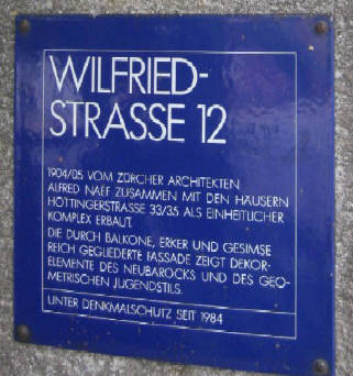 Wilfriedstrasse 12 in Zrich-Hottingen. Neubarockes Jugendstilgebude unter Denkmalschutz 