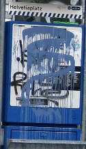 anschlag auf VBZ-Fahrkartenautomat in zürich februar 2010