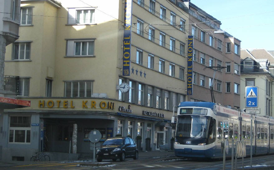 HOTEL KRONE ZRICH UNTERSTRASS SCHAFFHAUSERSTRASSE. Tramhaltestelle Krone Zrich. VBZ Zri-Linie  Elfer Tram. Tram 11