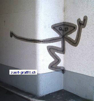 Harald Nägeli Graffiti. Original. Durch Hausbesitzer bei Fassadenrenovation geschützt statt übermalt.