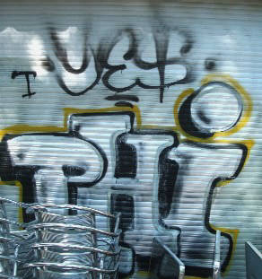 YES graffiti tag and PHI graffiti stauffacher zürich
