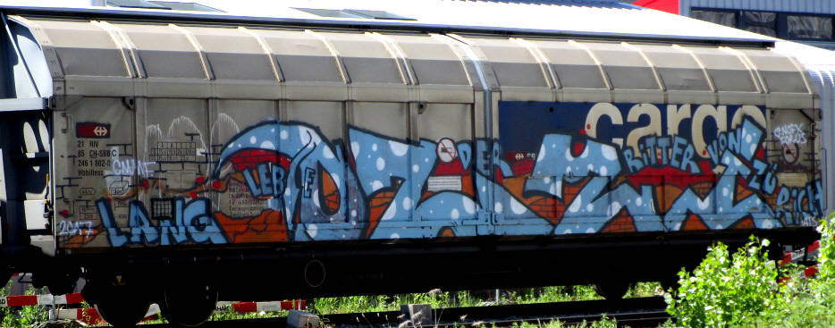 lang lebe der ritter von zürich sbb-güterwagen graffiti by OZZI