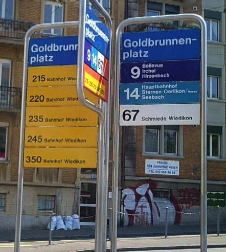 tramstation goldbrunnenplatz VBZ Zri Linie 9er Tram 14er Tram 67er Bus