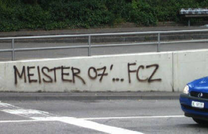 fcz, meister 07 und 09 fc zürich graffiti tag langstrasse unterführung züri-west kreis 5 2007